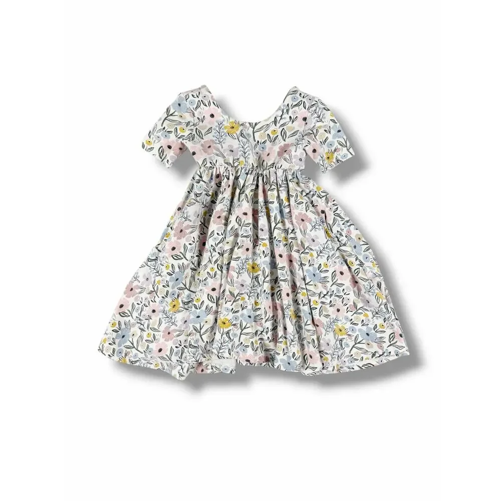 Remie Girl Floral Blossom Short Sleeve Twirl Dress Size 4